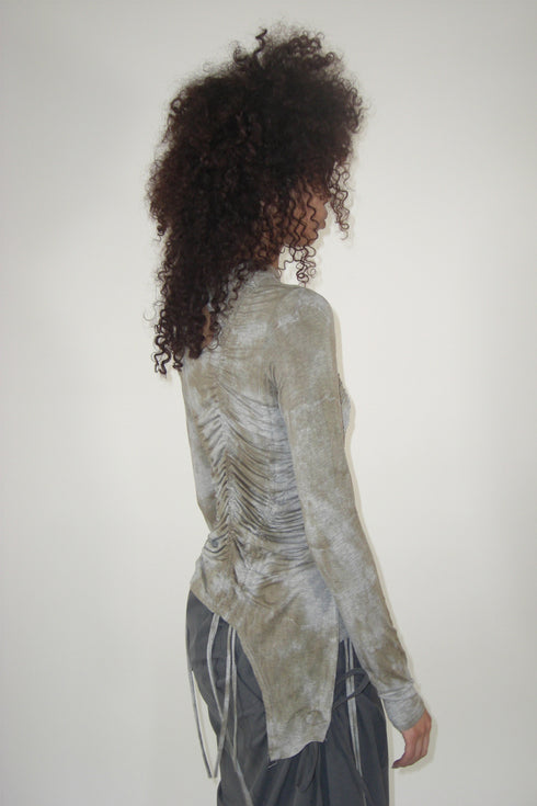 RUCHED ECLIPSE DYE TOP -GRAY MIX-